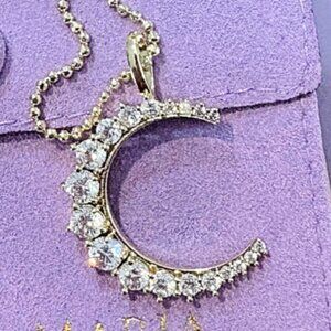 Melinda Maria The Callisto Moon Necklace in Gold and White Diamondettes